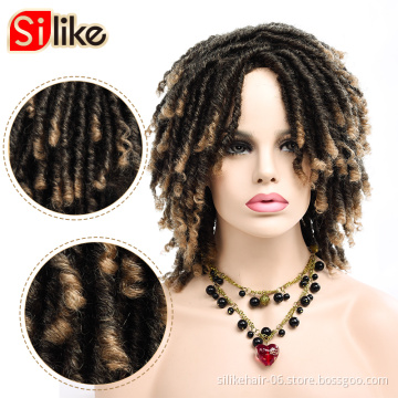 6 Inch Synthetic Wigs for Black Women Crochet Braids Twist Jumbo Dread Braiding Faux Locs Hairstyle Short Afro Black Brown Hair